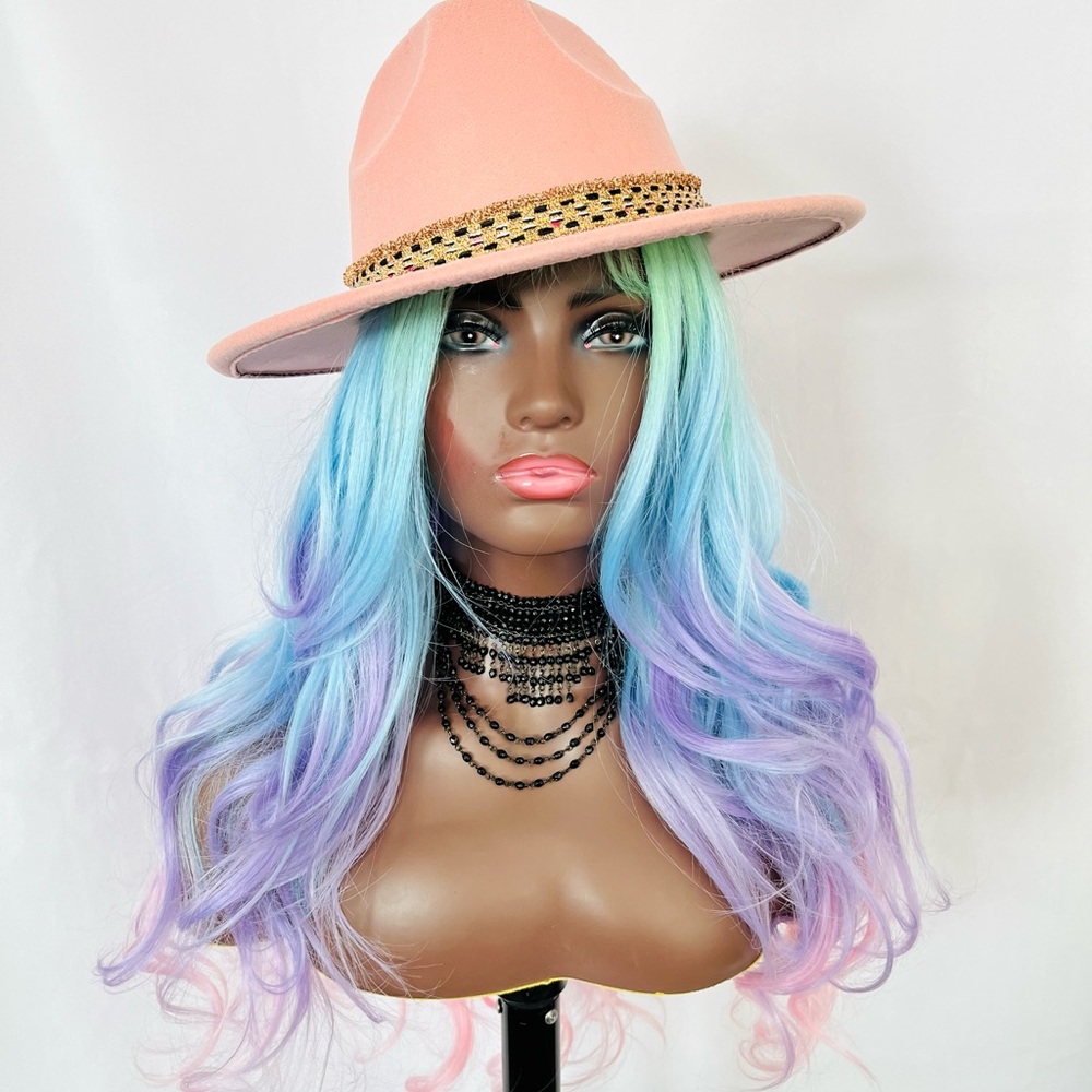 Unicorn Color 28” Premium Fiber Lace Front Wig for Easter/Events